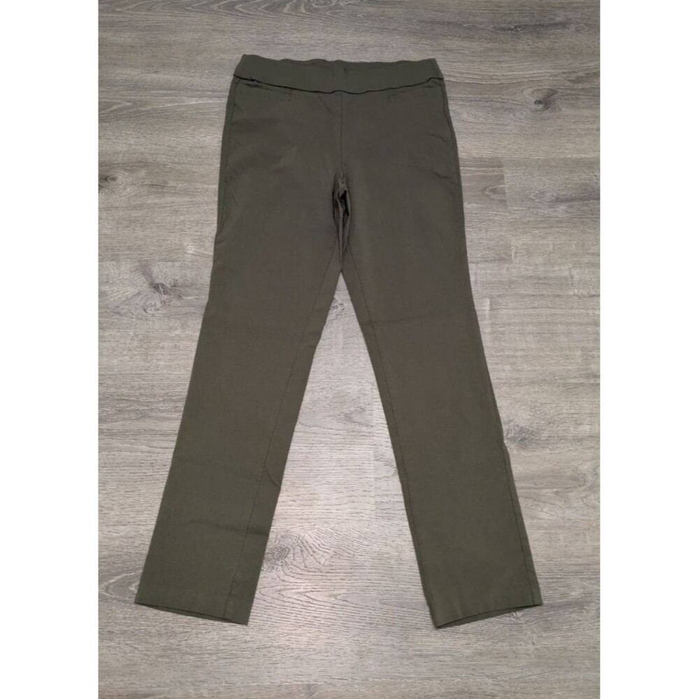 Briggs New York Green Pull On Dress Pant Pockets Straight Leg Stretchy Office 10